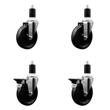Service Caster 5'' Phenolic Wheel Swivel 1-1/2'' Expand Stem Caster Set 2 Brakes, 4PK SCC-EX20S514-PHS-2-PLB-2-112